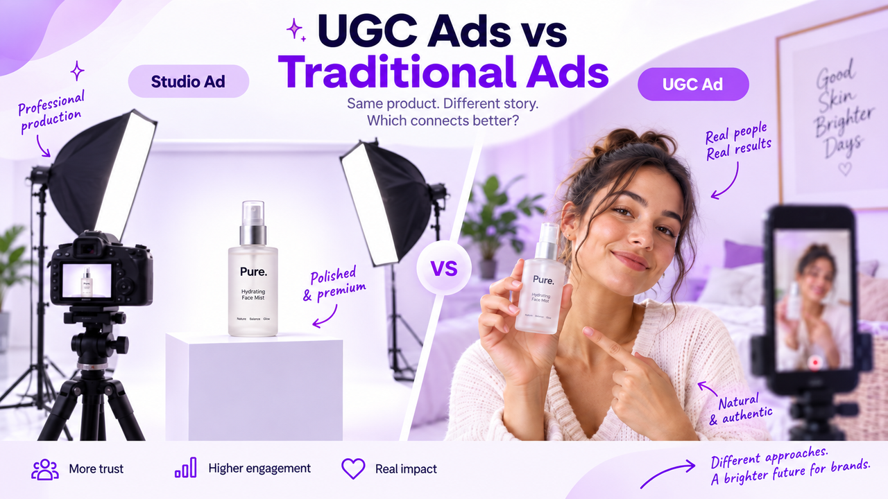 Comparison: studio-produced ad vs a UGC-style ad