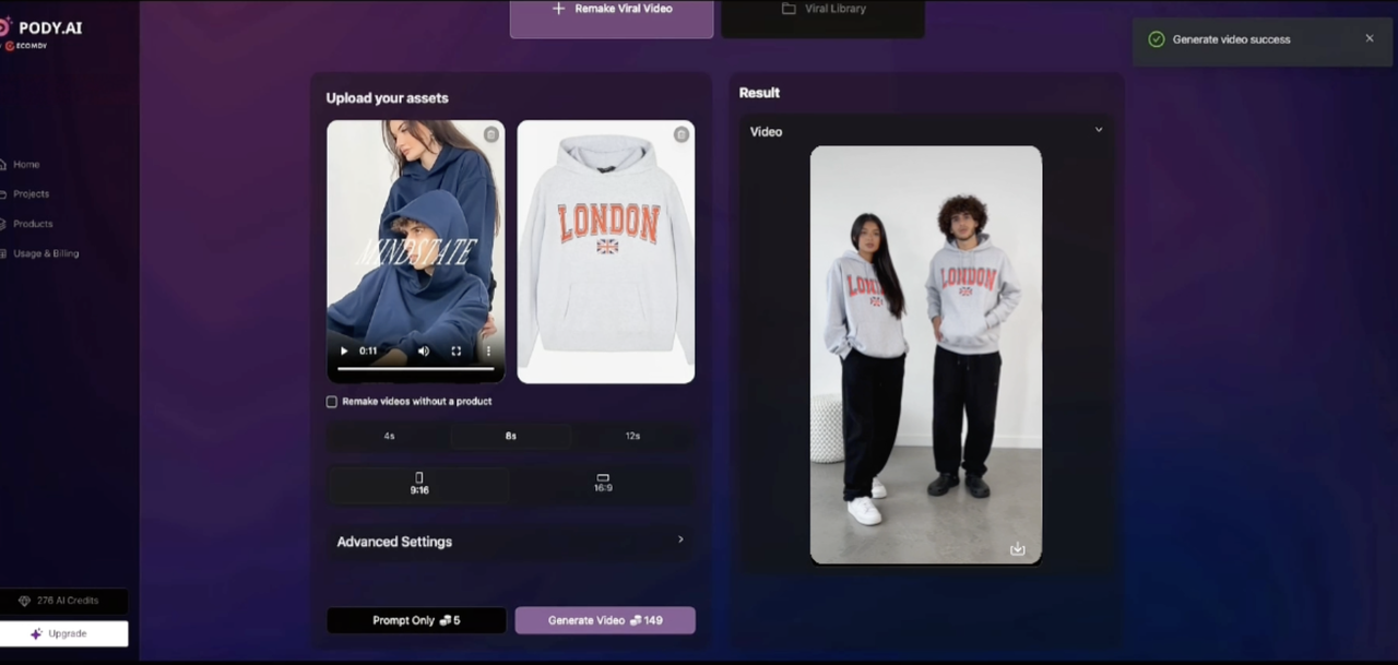 Pody Smart Remake viral video recreation tool