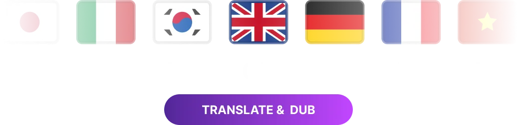 Multi-language dubbing interface showing supported languages